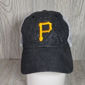 Fan Favorite MLB Pittsburgh Pirates Black Dazzle Mesh Womens Adjustable Hat